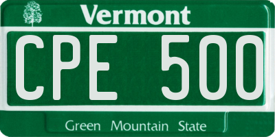 VT license plate CPE500
