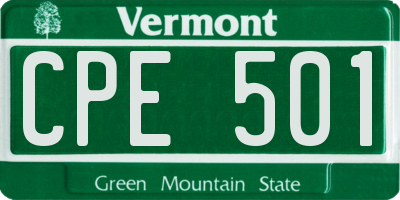 VT license plate CPE501