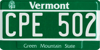 VT license plate CPE502