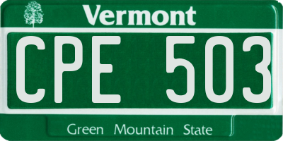 VT license plate CPE503