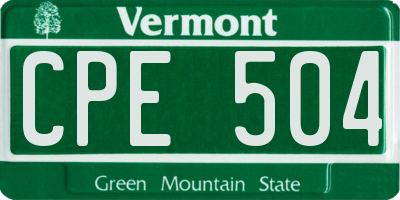 VT license plate CPE504