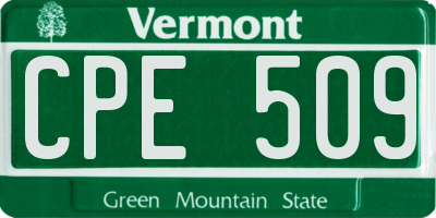 VT license plate CPE509