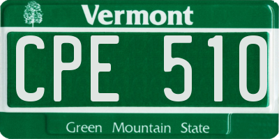 VT license plate CPE510