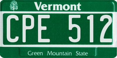 VT license plate CPE512
