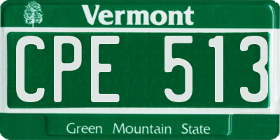 VT license plate CPE513