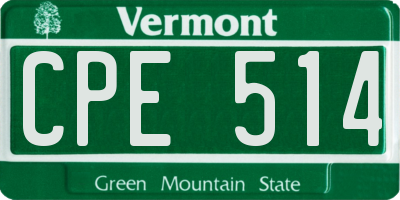 VT license plate CPE514
