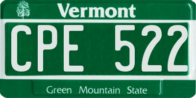VT license plate CPE522