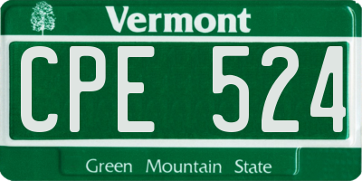 VT license plate CPE524