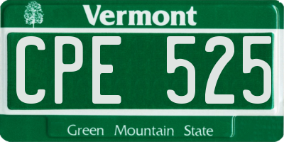 VT license plate CPE525