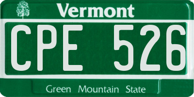 VT license plate CPE526
