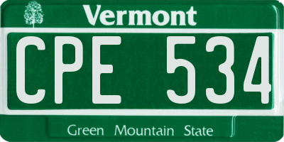 VT license plate CPE534
