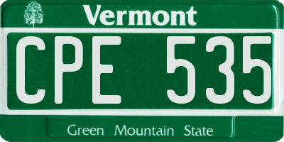 VT license plate CPE535