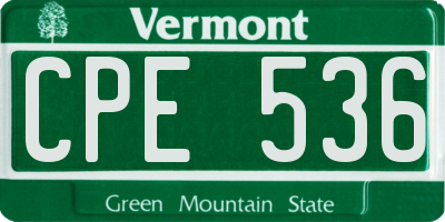 VT license plate CPE536