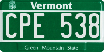 VT license plate CPE538