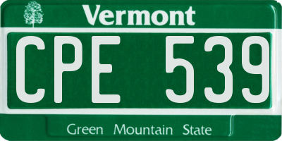 VT license plate CPE539