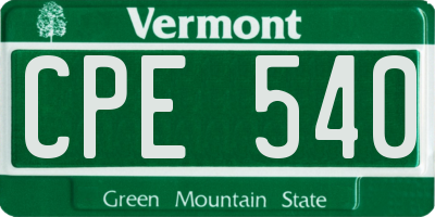 VT license plate CPE540