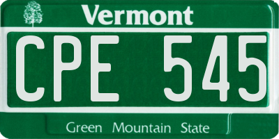 VT license plate CPE545