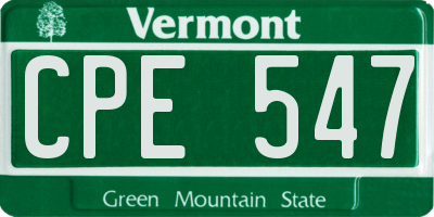 VT license plate CPE547