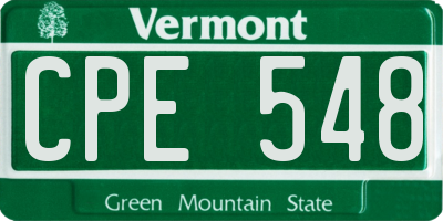 VT license plate CPE548