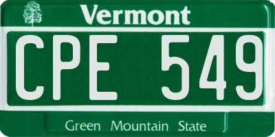 VT license plate CPE549