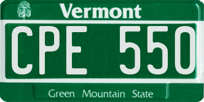 VT license plate CPE550