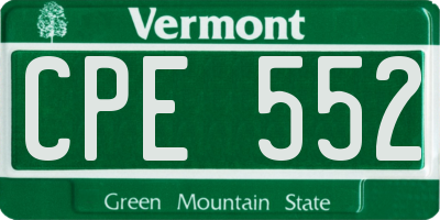VT license plate CPE552