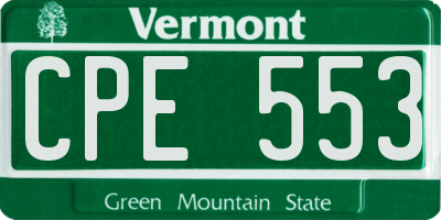 VT license plate CPE553
