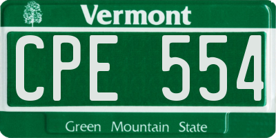 VT license plate CPE554