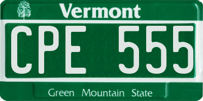 VT license plate CPE555