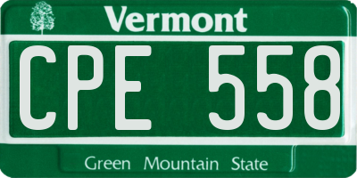 VT license plate CPE558