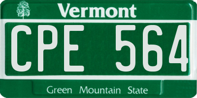 VT license plate CPE564