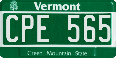 VT license plate CPE565