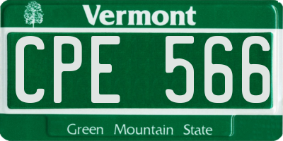 VT license plate CPE566