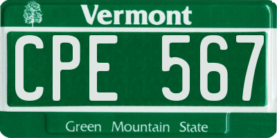 VT license plate CPE567