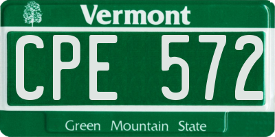 VT license plate CPE572