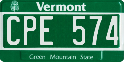 VT license plate CPE574