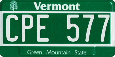 VT license plate CPE577