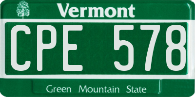 VT license plate CPE578
