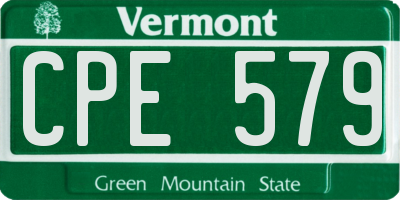 VT license plate CPE579