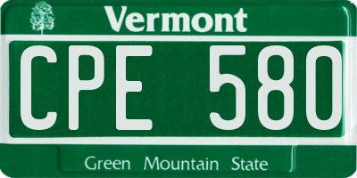 VT license plate CPE580