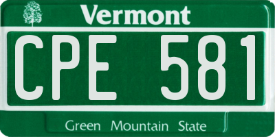 VT license plate CPE581