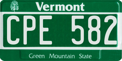 VT license plate CPE582
