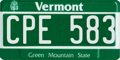 VT license plate CPE583