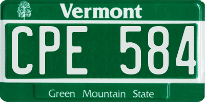 VT license plate CPE584