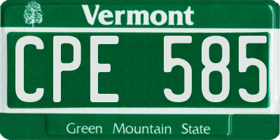VT license plate CPE585