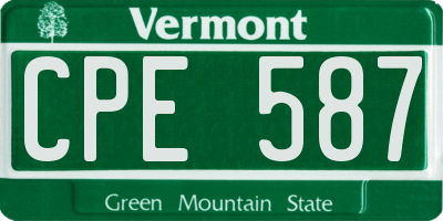 VT license plate CPE587