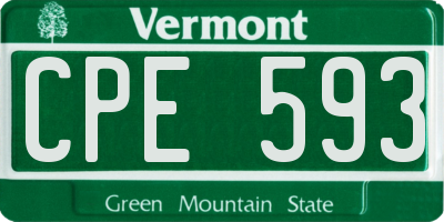 VT license plate CPE593