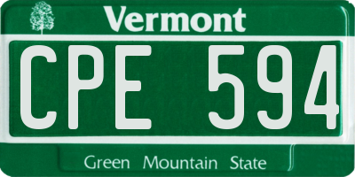 VT license plate CPE594