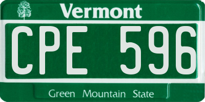 VT license plate CPE596