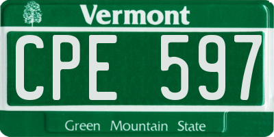 VT license plate CPE597